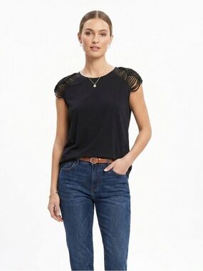 Reitmans Black Top With Shoulder Detailing Size XS